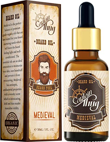 Product Cover Captain Thug Medieval Beard Oil Conditioner - Ultra Premium Ayurveda - 9 Essential Oils - Softens, Smooths & Strengthens Beard Growth - Grooming Beard and Mustache Nourishment Treatment - 1 fl. oz.