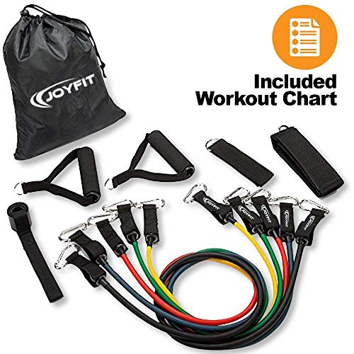 Product Cover JoyFit Resistance Toning Tube Set of 5 with Foam Handles, Door Anchor for Training, Gym Workouts, Home Workout, Physical Therapy, Pilates Training for Men and Women, Exercise Guide Included