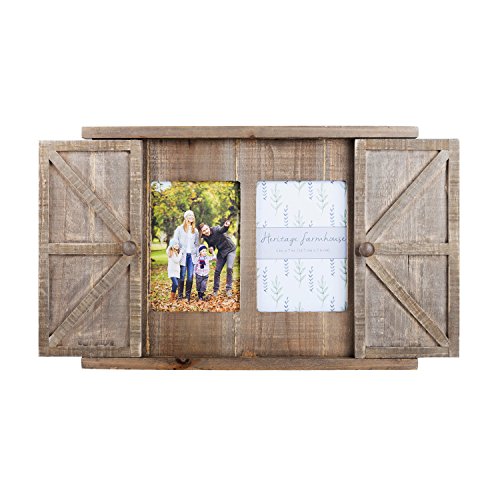 Product Cover Paris Loft Multi Wood Barn Door Picture Frame, 2 Openings Rustic Wall Photo Frame