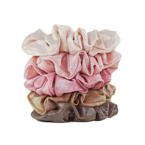 Product Cover Kitsch Metallic Scrunchies for Hair, Hair Scrunchies for Women and Girls, Set of Fashion Scrunchies, 5 Pack (Blush/Mauve)