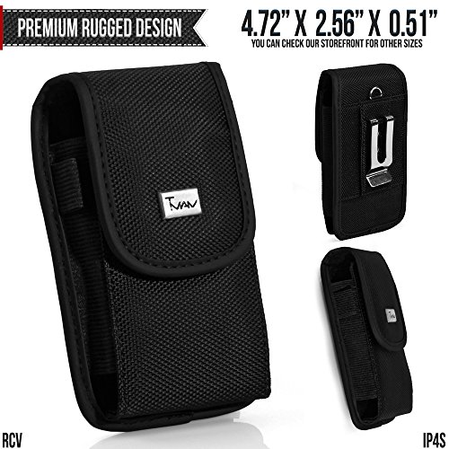 Product Cover Sonim XP3 Quest Belt Pouch, TMAN [Rugged Vertical] Metal Clip Holster / Hook Loop Closure Cover with Belt Loop Carrying Protective - Fits Cellphone without any Case