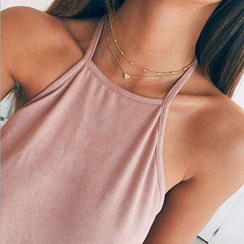 Product Cover Party Necklaces,Hemlock Fashion Women Multilayer Love Heart Pendant Necklace Chain Jewelry (Gold)
