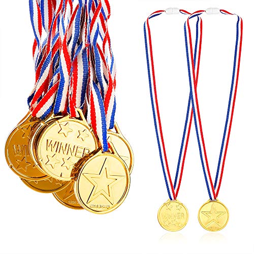 Product Cover Caydo 24 Pieces Children's Gold Plastic Winner Award Medals, 1.38 Inch