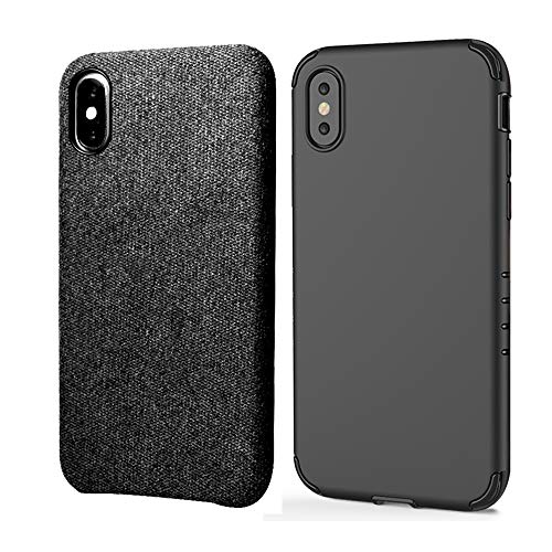 Product Cover 2Pcs iPhone X Case, Fabric Flannelette Slim PC Phone Cover, Anti-Cold Protective Case For 2018 iPhone 10 - Black