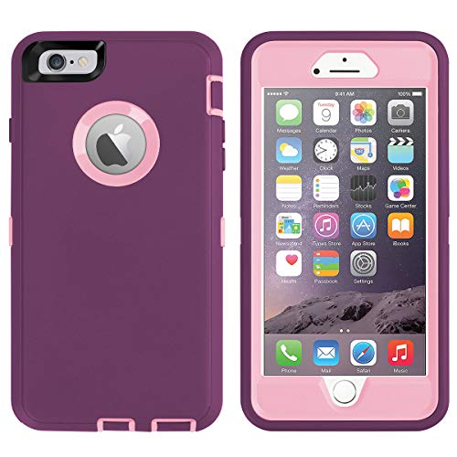 Product Cover AICase iPhone 6 Plus Case,iPhone 6S Plus Case [Heavy Duty] Built-in Screen Protector Tough 4 in 1 Rugged Shockproof Cover for Apple iPhone 6 Plus / 6S Plus (Pink/Purple)