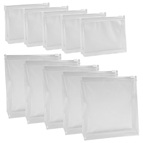 Product Cover BCP 10 PCS Small Large PVC Transparent Plastic Cosmetic Organizer Bag Pouch With Zipper Closure,Travel Toiletry Makeup Bag 6 x 4.5 Inch,7 x 7.5 Inch