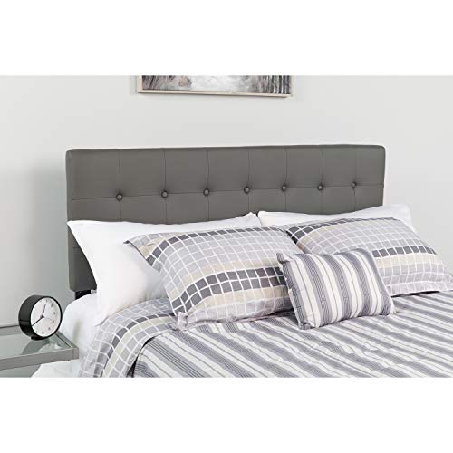 Product Cover Flash Furniture Lennox Tufted Upholstered Twin Size Headboard in Gray Vinyl -