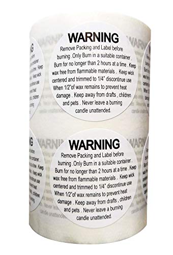 Product Cover SMAR 1.5 inch Round Generic Warning Stickers Jar Container Labels (White Black) - Warning Jar Container Stickers 500 per roll