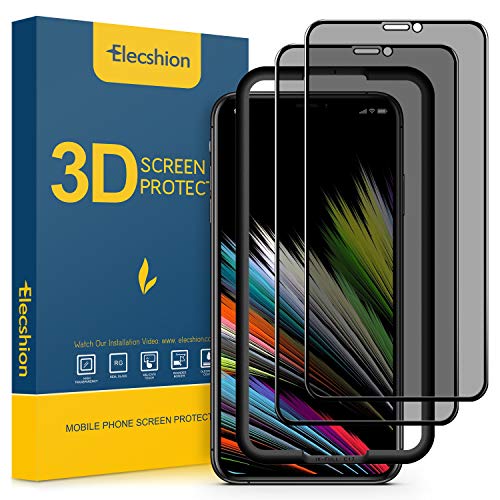 Product Cover (2-Pack) Privacy Screen Protector for 2019 iPhone 11 Pro/iPhone X/XS (Full-Coverage)，Elecshion True 28° (Case Friendly) Anti-spy Tempered Glass with Easy Installation Tray(5.8'')