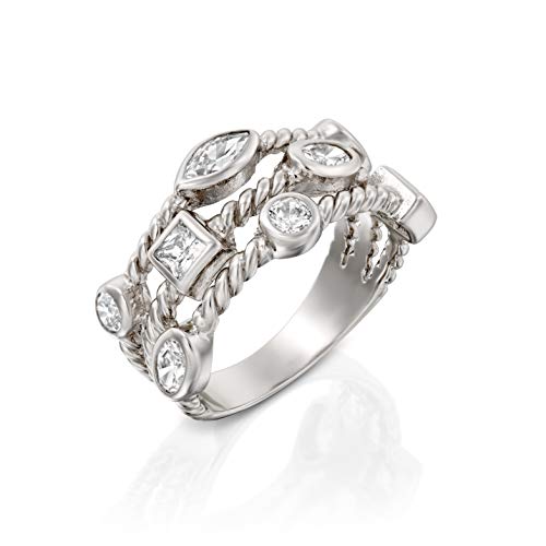 Product Cover PZ Paz Creations .925 Sterling Silver Cubic Zirconia Triple Row Band Ring