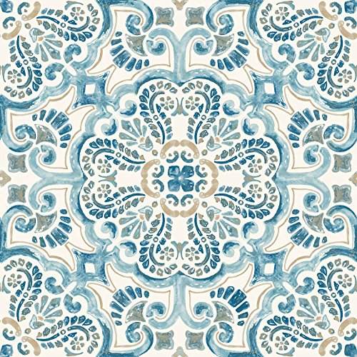 Product Cover FloorPops FP2477 Fontaine Peel & Stick Tiles Floor Decal, Blue