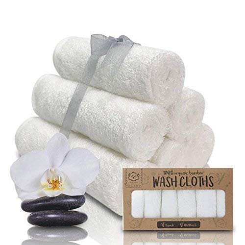 Product Cover Baby Washcloth - Bamboo Washcloths Towel - Soft Organic Baby Washcloth - Face Towel for Baby, Adult and Infant - Baby Towels (White)