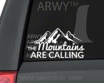 Product Cover ARWY The Mountain are Calling Hood, Bumper, Sides Windows, Car Sticker,19.5X14.5 cm(White)