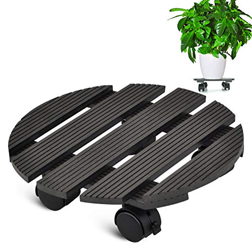 Product Cover CERBIOR Plant Caddy Heavy Duty Plant Caddy with Wheels Indoor/Outdoor Holds Up 12 Inches and 80 Lbs Strong and Sturdy Design (Round, Charcoal)