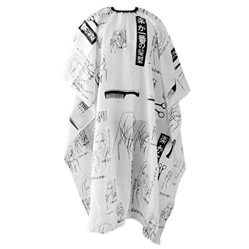 Product Cover Electomania® Hairdressing Gown Cape Hair Cutting Kits Hair Design Cut Salon Hairstylist Barber Cloth Wrap Protect (Black white)