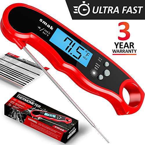 Product Cover Digital Instant Read Meat Thermometer - Waterproof Kitchen Food Cooking Thermometer with Backlight LCD - Best Super Fast Electric Meat Thermometer Probe for BBQ Grilling Smoker Baking Turkey