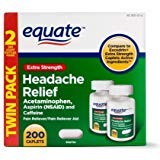 Product Cover Equate Extra Strength Headache Relief Caplets, 250 mg, 100 Ct, 2 Pk