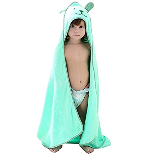 Product Cover Baby Hooded Towel Bear Ear- Soft Thick 100% Cotton Bath Set Girls, Boys, Infant ad Toddler, Good Choice (Green)