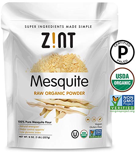 Product Cover Zint Organic Mesquite Powder: Raw, Paleo Certified, Non GMO, Vegan Protein Superfood - Mesquite Beans and Pods - Delicious Gluten Free Flour Substitute (8 oz)