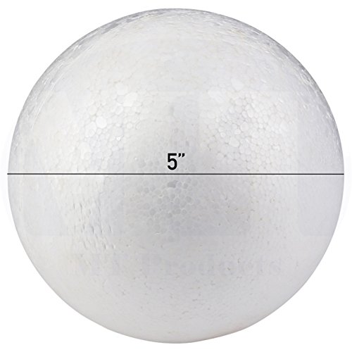 Product Cover Smooth White Craft Foam Polystyrene Round Balls by MT Products (5 Inch) (4 Pieces)