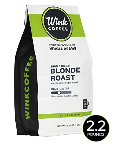 Product Cover Wink Coffee Blonde Roast, Whole Bean Coffee, 100% Arabica, Large 2.2 Pound Bag, Colombian Single Origin, Smooth, Light, and Complex, Sustainable Sourcing