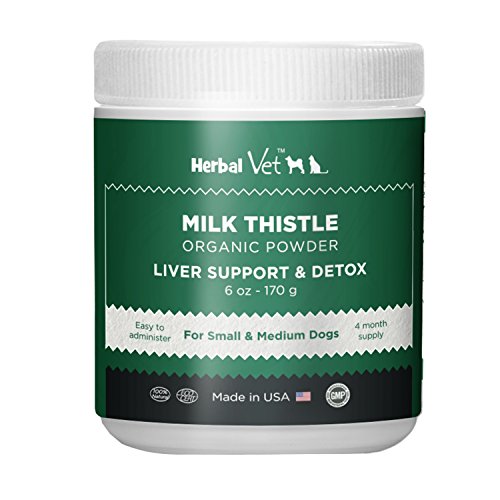 Product Cover Certified Organic Milk Thistle Powder for Cats and Dogs - Easy to Mix with Wet or Dry Food- Promotes Healthy Liver Function and Detox for Pets (6 OZ for Small and Medium Dogs)