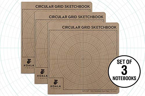 Product Cover Koala Tools | Circular Grid (Polar Coordinate) Graph Paper Notebook (3 Pack) | 8.5