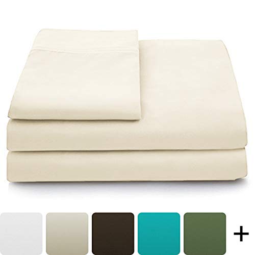 Product Cover Cosy House Collection Luxury Bamboo Sheets - 5 Piece Bedding Set - High Blend from Natural Bamboo Fiber - Soft Wrinkle Free Fabric - 2 Fitted Sheets, 1 Flat, 2 Pillow Cases - Split King, Cream