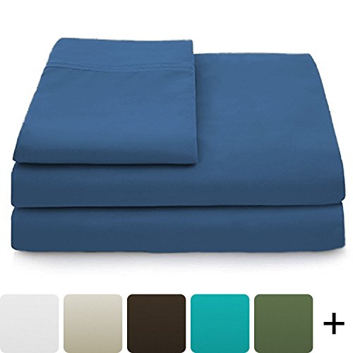 Product Cover Cosy House Collection Luxury Bamboo Sheets - 5 Piece Bedding Set - High Blend from Natural Bamboo Fiber - Soft Wrinkle Free Fabric - 2 Fitted Sheets, 1 Flat, 2 Pillow Cases - Split King, Royal Blue
