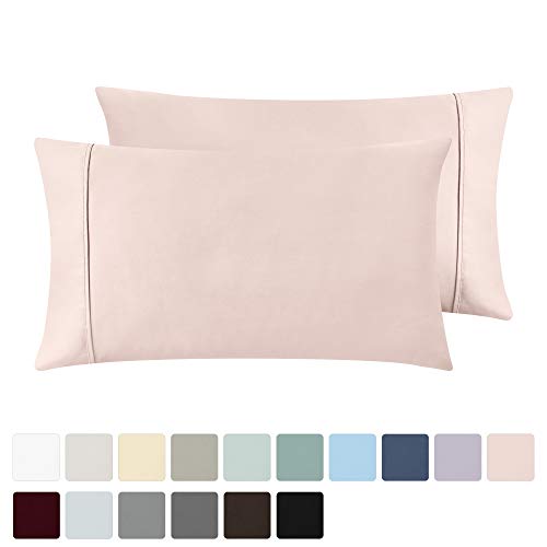 Product Cover California Design Den 400 Thread Count 100% Cotton Pillowcase Set of 2, Long - Staple Combed Pure Natural Cotton Pillowcase, Soft & Silky Sateen Weave (Standard, Blush)