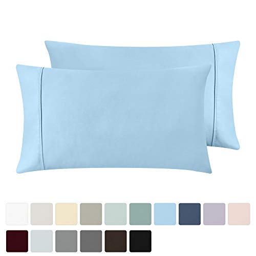 Product Cover California Design Den 400 Thread Count 100% Cotton Pillowcase Set of 2, Long - Staple Combed Pure Natural Cotton Pillowcase, Soft & Silky Sateen Weave (Standard, Blue)