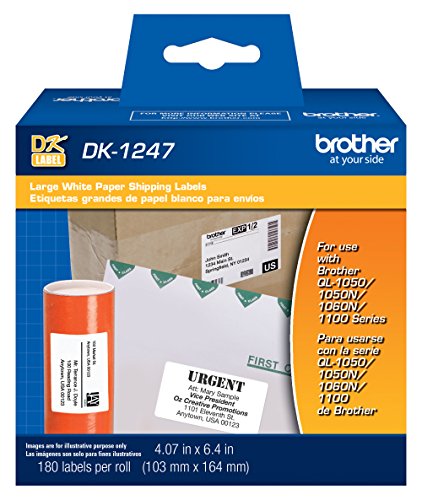Product Cover Brother Genuine DK-1247 Die-Cut Large Shipping White Paper Labels for Brother QL Label Printers - 180 Labels per Roll 4.07