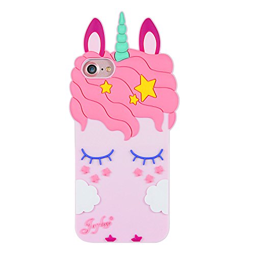 Product Cover Joyleop Pink Unicorn Case for iPhone 5 SE 5S 5C,Cartoon Silicone Cute Animal 3D Cool Fun Cover,Kawaii Character Fashion Unique Kids Girls Cases,Soft Rubber Shell Protector Cases for iPhone5 iPhone5S