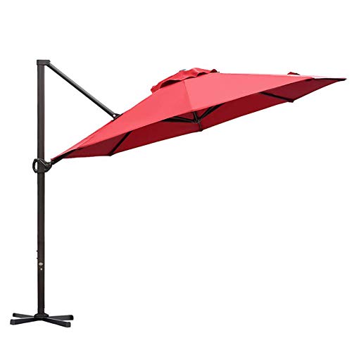 Product Cover Abba Patio Offset Cantilever Umbrella 11-Feet Outdoor Patio Hanging Umbrella with Cross Base, Dark Red