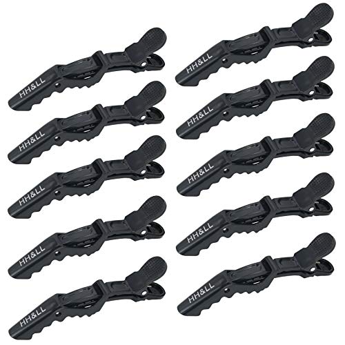 Product Cover Hair Clips for Women and Girls by HH&LL - Wide Teeth & Double-Hinged Design - Alligator Styling Sectioning Clips of Professional Hair Salon Quality - 10Pack (Black)