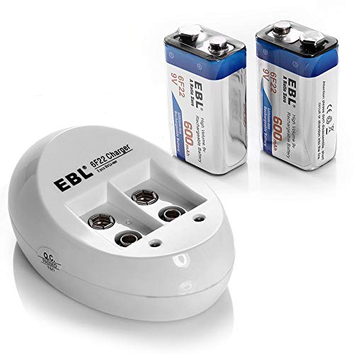 Product Cover EBL 9V Li-ion Rechargeable Batteries (2PC) and Smart 9V Battery Charger