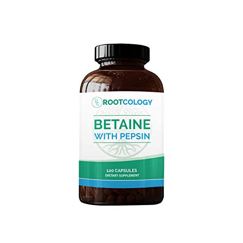 Product Cover Rootcology Betaine with Pepsin - 750mg Betaine HCl with 50mg Pepsin for Digestion Support by Izabella Wentz Author of The Hashimoto's Protocol (120 Capsules)