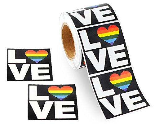 Product Cover 250 Square Love Gay Pride Rainbow Stickers on a Roll - Square Love (250 Stickers) - Support LGBTQ Causes