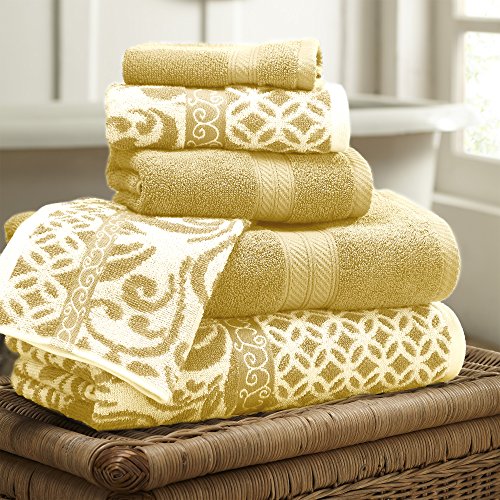 Product Cover Amrapur Overseas | Trefoil Filigree 6 Piece Reversible Yarn Dyed Jacquard Towel Set (Gold)