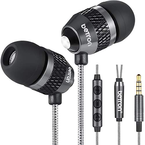 Product Cover Betron B25 Noise Isolating in Ear Canal Headphones Earphones with Pure Sound and Powerful Bass for iPhone, iPad, iPod, Samsung Smartphones and Tablets (Black with Remote)