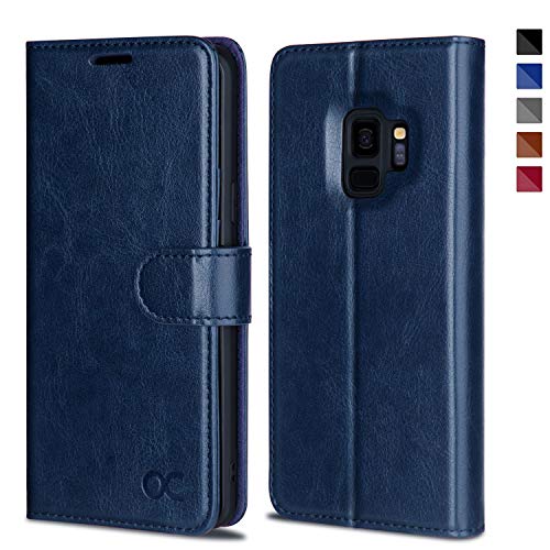 Product Cover OCASE Samsung Galaxy S9 Case Leather Flip Wallet Case for Samsung Galaxy S9 Devices (Blue)