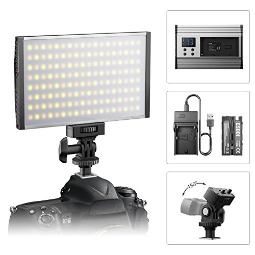 Product Cover ESDDI LED Camera/Camcorder Video Light Panel for Lighting in Studio or Outdoors, 3200K to 5600K Variable Color Temperature, Ultra Thin Anodized Aluminum Housing for All DSLR Cameras