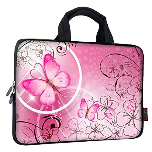 Product Cover iColor 11 11.6 12 12.1 12.5 inch Laptop Carrying Bag Chromebook Case Notebook Ultrabook Bag Tablet Travel Cover Neoprene Sleeve for Apple Macbook Air Samsung Google Acer HP DELL Lenovo Asus Pink
