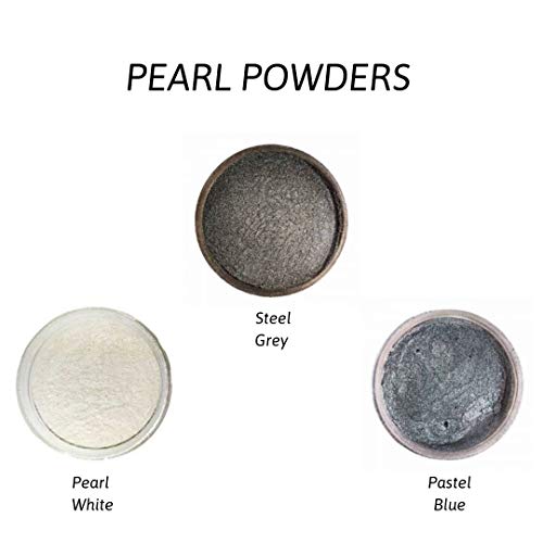Product Cover Haksons Pearl Pigments Pack of 3 (20 GMS) Pearl White, Pastel Blue, Steel Grey