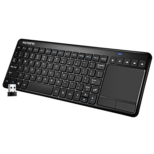 Product Cover VicTsing Ultra-Slim Mini Wireless Touchpad Keyboard, All-in-One Wireless Keyboard with Built-in Multi-Touch Trackpad for Smart TV HTPC PC Tablet Google Laptop Windows Android - Black