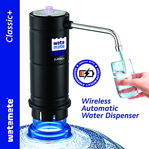Product Cover Watamate Classic +, USB Charging Automatic Drinking water dispenser pump for 5 gallon bottles with rechargeable battery, Black