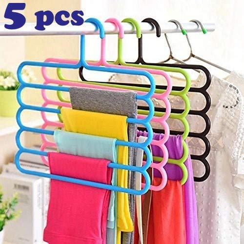 Product Cover Zollyss 5 Layer Plastic Hangers (Random Color) - Set of 5