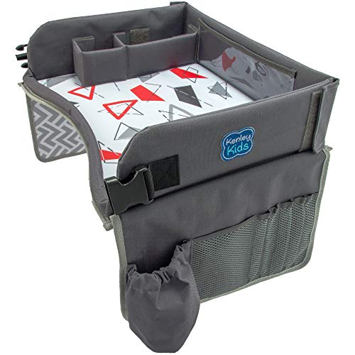 Product Cover Kenley Kids Travel Tray, Toddler Car Seat Lap Tray, 16.5 x 13.5 Inches (Red/Gray)