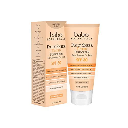 Product Cover Babo Botanicals Daily Sheer Moisturizing Mineral Tinted Sunscreen SPF 30, Natural Glow with Organic Ingredients, Fragrance-Free - 1.7 oz.