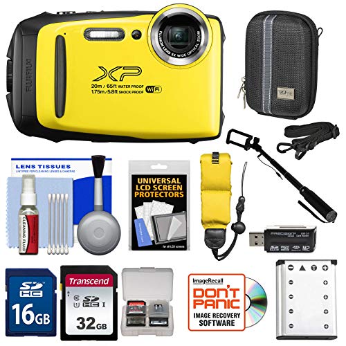 Product Cover Fujifilm FinePix XP130 Shock & Waterproof Wi-Fi Digital Camera (Yellow) with 32GB Card + Battery + Cases + Float Strap + Selfie Stick + Kit